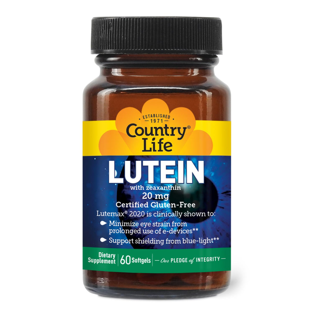 Country Life Lutein 20 mg gélules vue de face