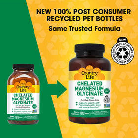 Country Life Magnésium Chélaté Glycinate 400 mg - comprimés dans un bol