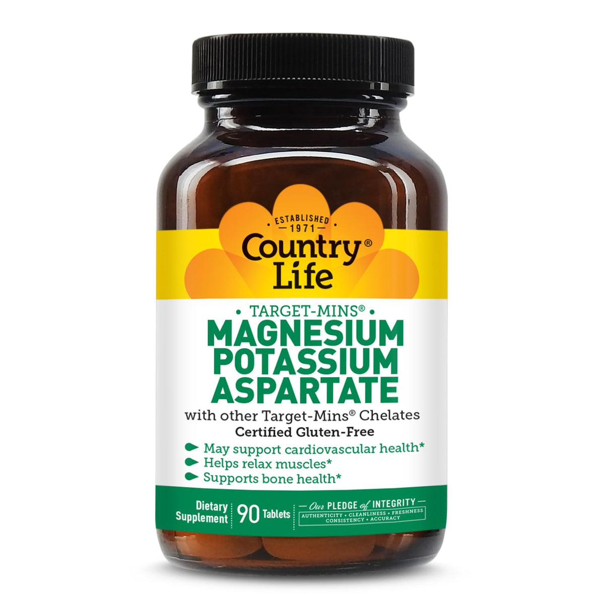 Country Life Magnésium Potassium 90 comprimés vue de face