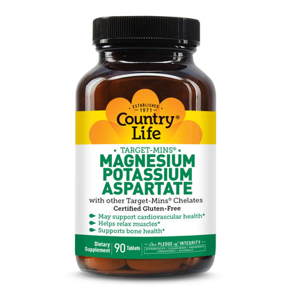 Country Life Magnésium Potassium 90 comprimés vue de face