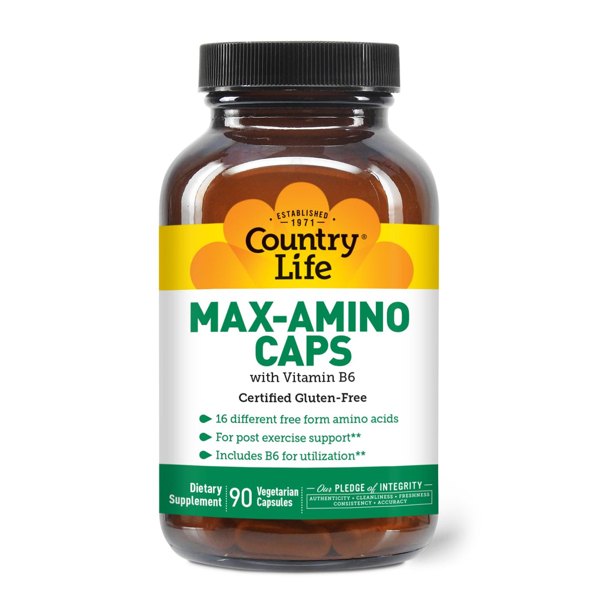 Country Life Max-Amino Caps vue avant, 90 gélules