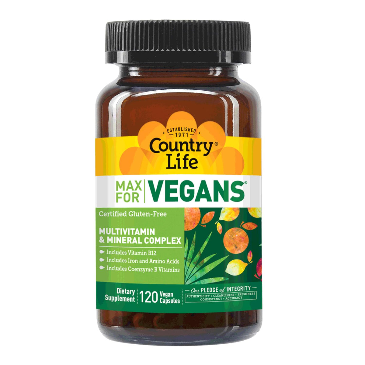 Country Life Max for Vegans Multivitamine sur fond blanc