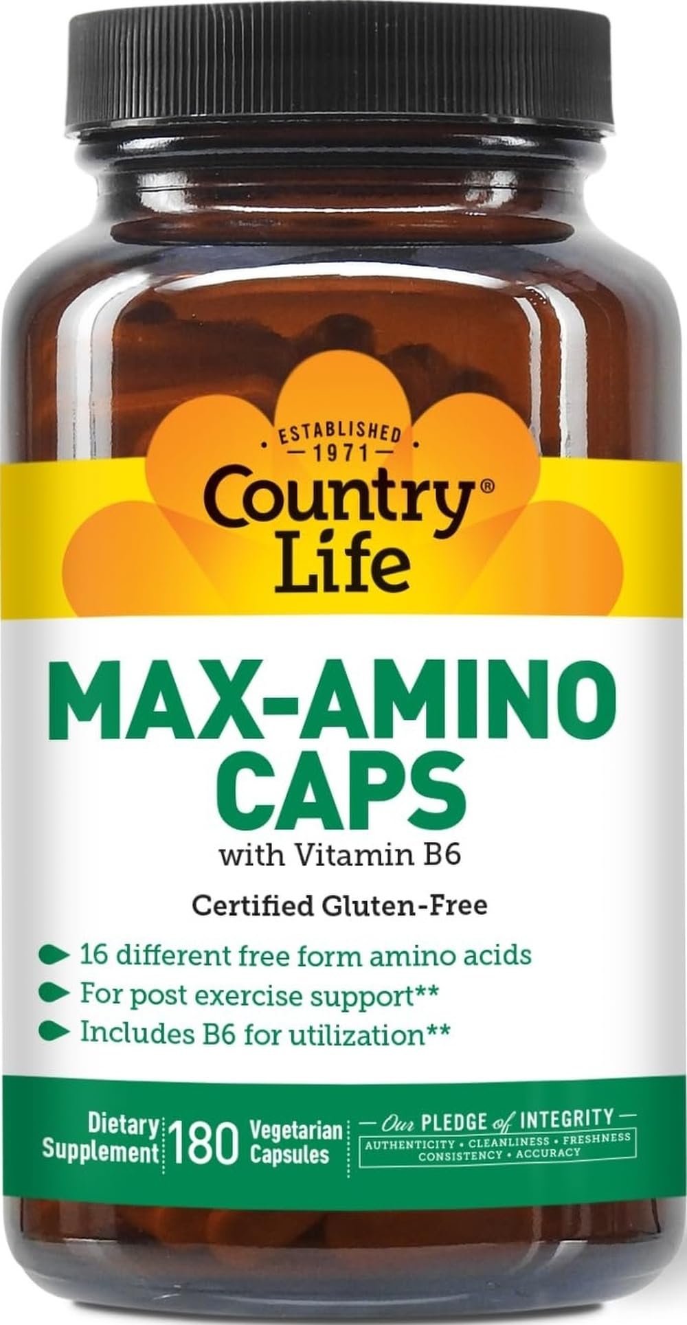 Country Life Maxi-Amino Caps 180 capsules vue de face