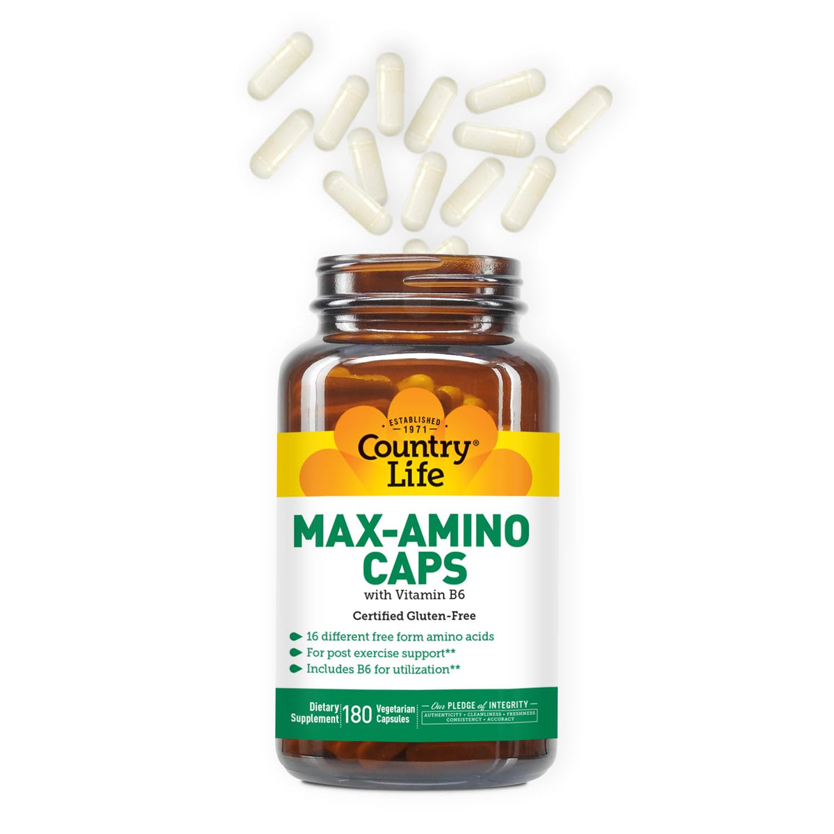 Country Life Maxi-Amino Caps flacon avec étiquette