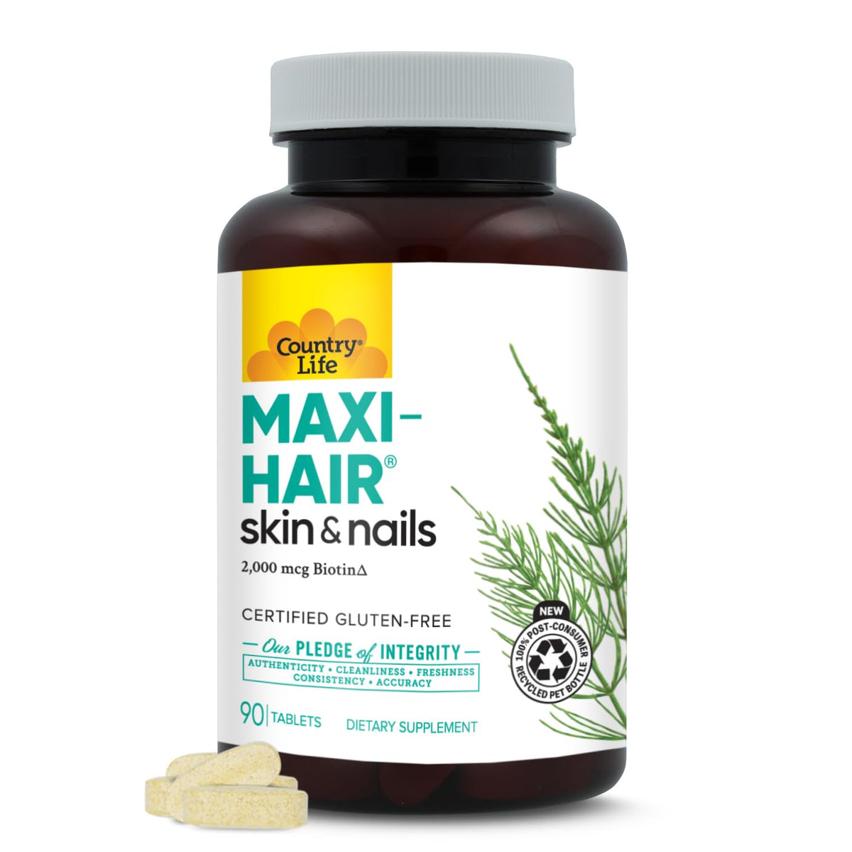 Country Life Maxi-Hair 2000 mcg Biotine tablette vue de face