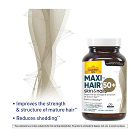 Country Life Maxi-Hair 50+ capsules végétariennes sur une table