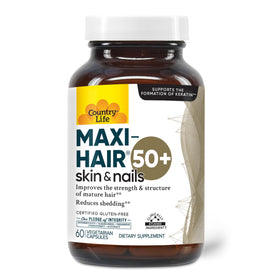Country Life Maxi-Hair 50+ flacon 60 capsules végétariennes vue de face