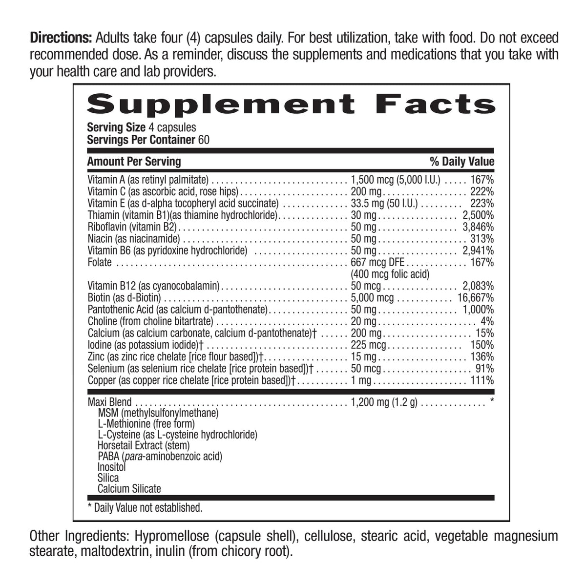 Country Life Maxi-Hair Plus Biotine 5000 mcg gélules avec des ingrédients naturels