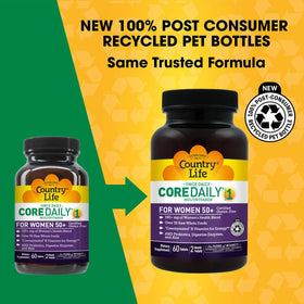 Country Life Multivitamine Femme 50+ comprimés, vue latérale du flacon