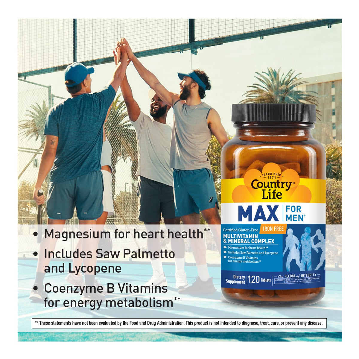 Country Life Multivitamine pour Hommes sans Fer 120 Comprimés côté