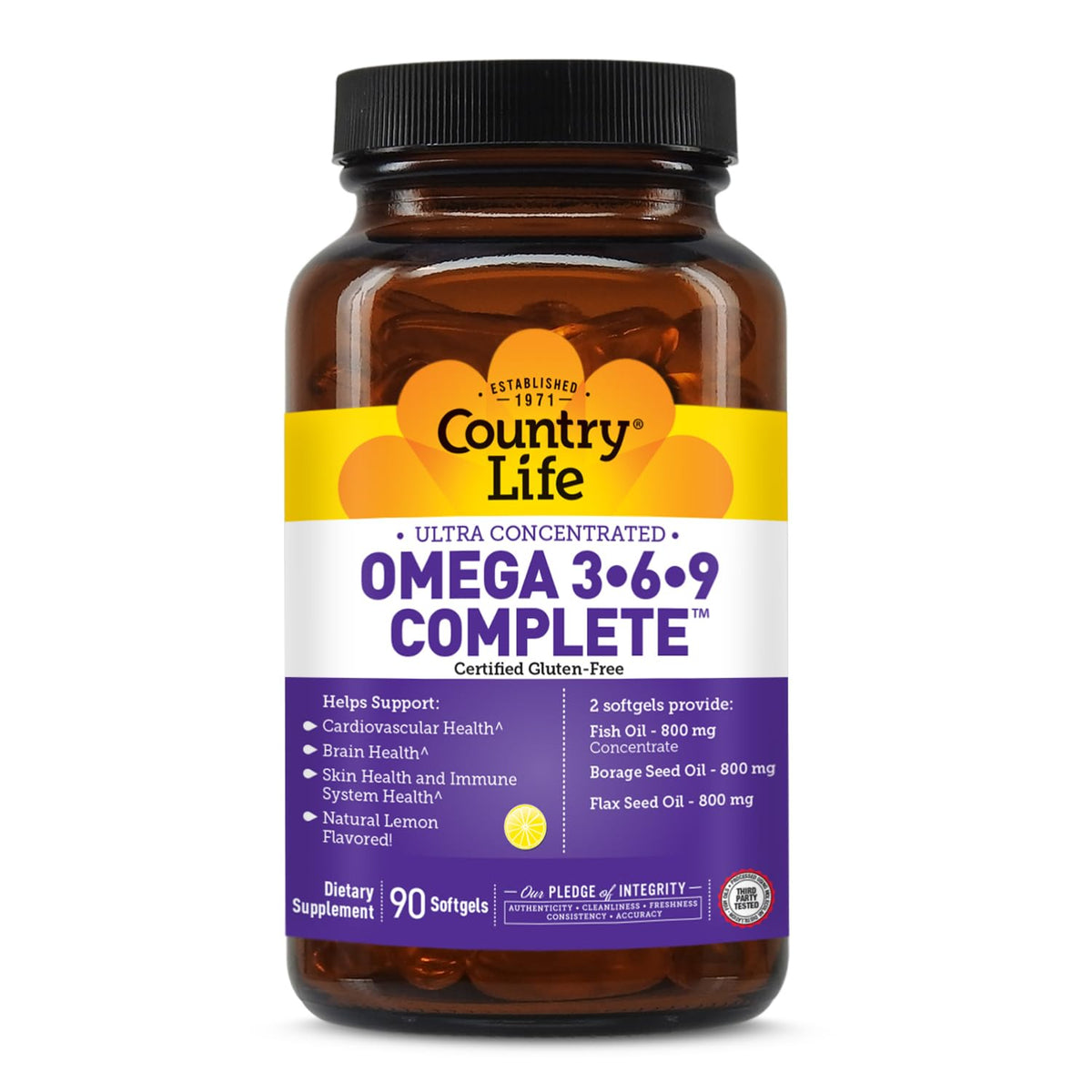 Country Life Omega 3-6-9 Complète 90 gélules molles vue de face