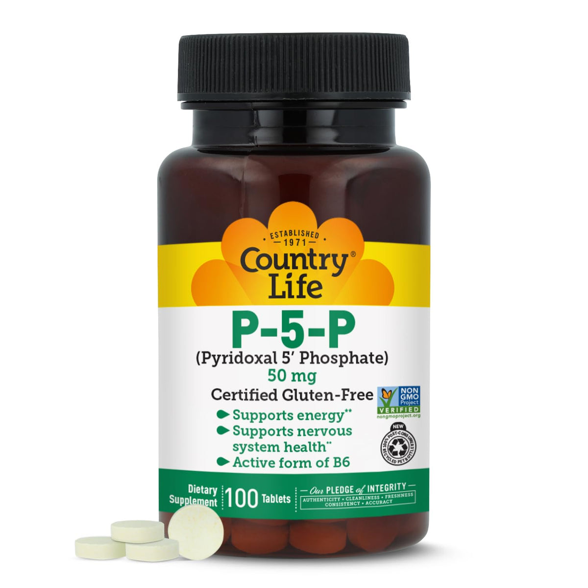 Country Life P-5-P Vitamine B6 50 mg 100 comprimés vue avant