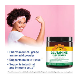 Country Life Poudre de L-Glutamine Pure 5000 mg vue arrière
