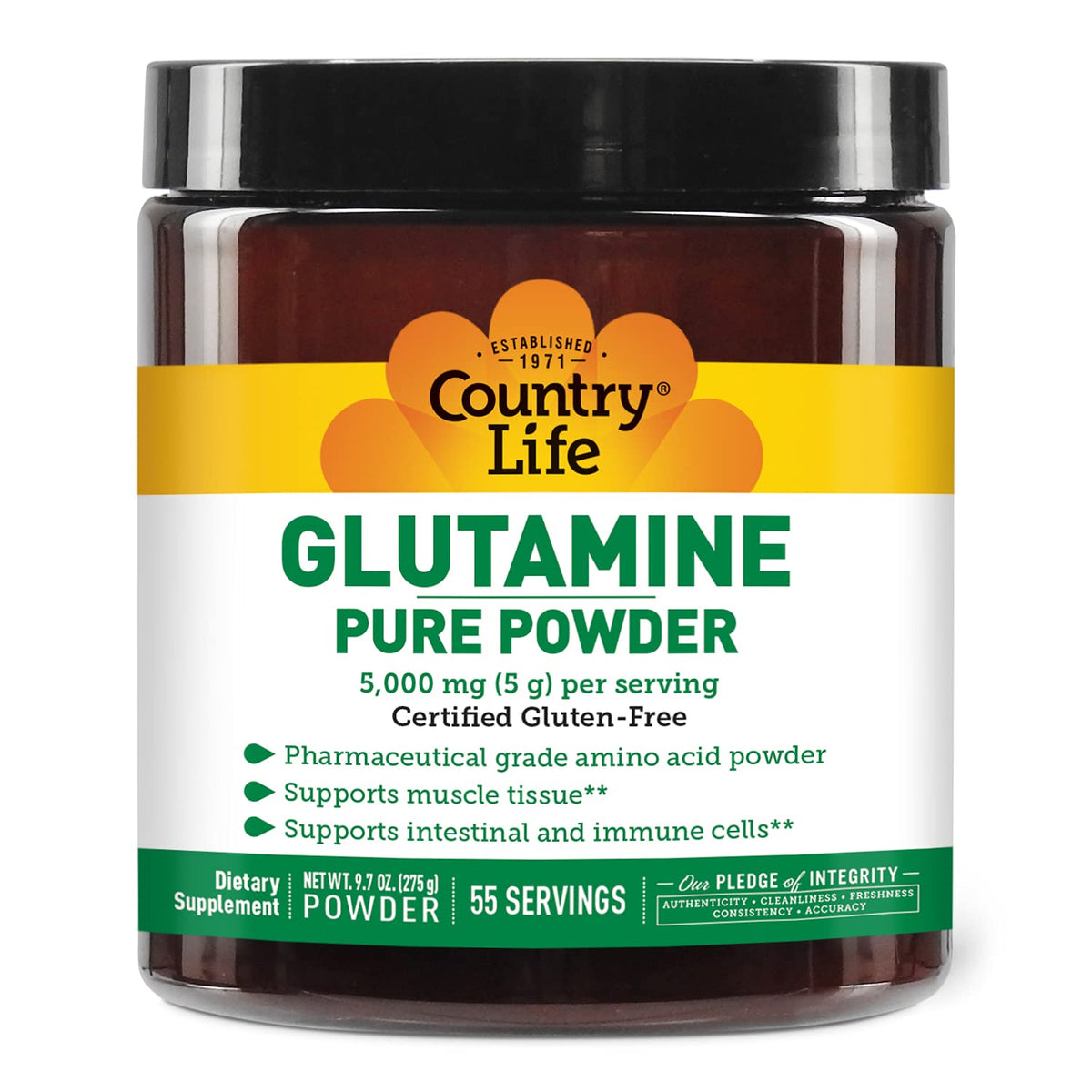 Country Life Poudre de L-Glutamine Pure 5000 mg vue avant