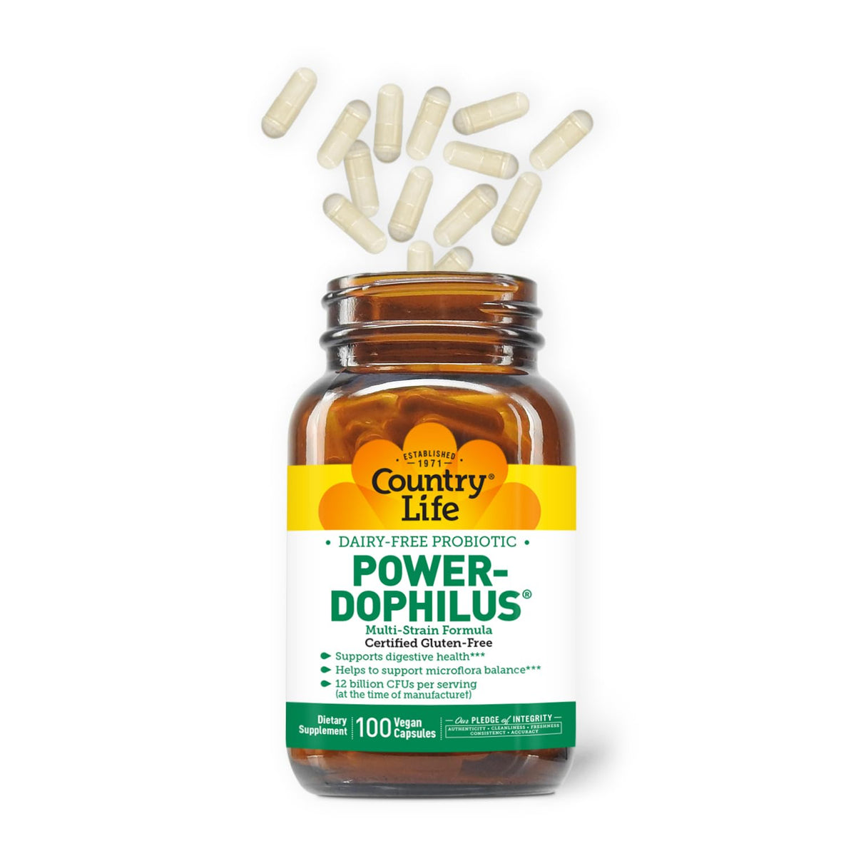 Country Life Probiotiques Végétaliens 100 Capsules étiquette