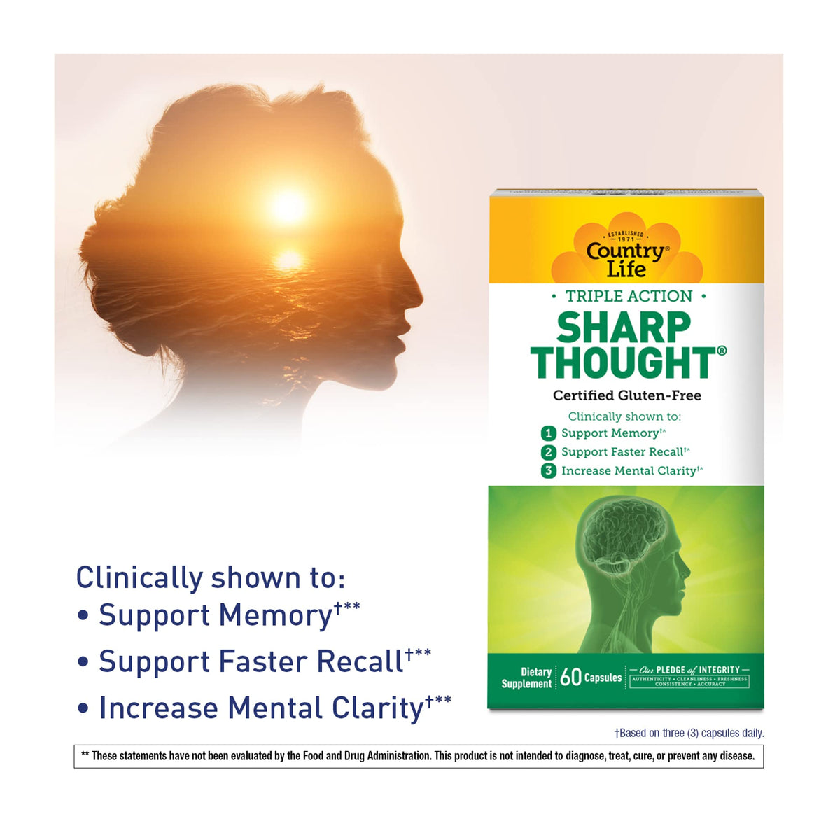 Country Life Sharp Thought capsules with a measuring spoon