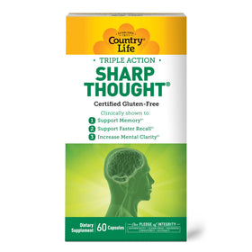 Country Life Sharp Thought capsules with green leaves