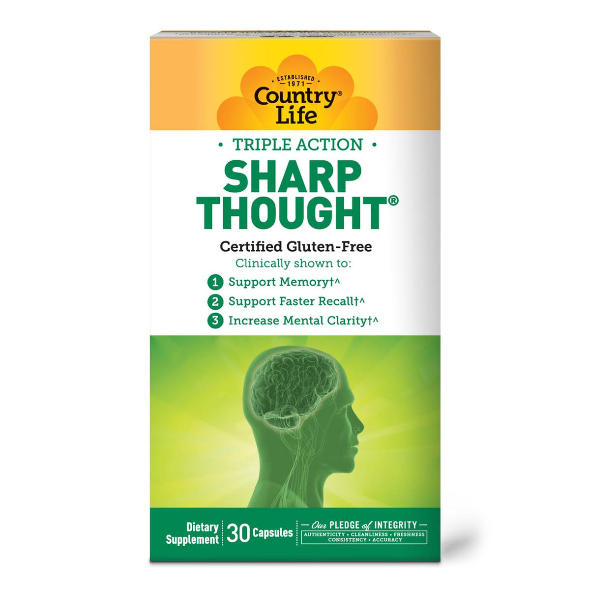 Country Life Sharp Thought nutritional information on packaging