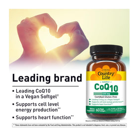 Country Life Simply CoQ10 100 mg gélules végétaliennes, étiquette et dosage