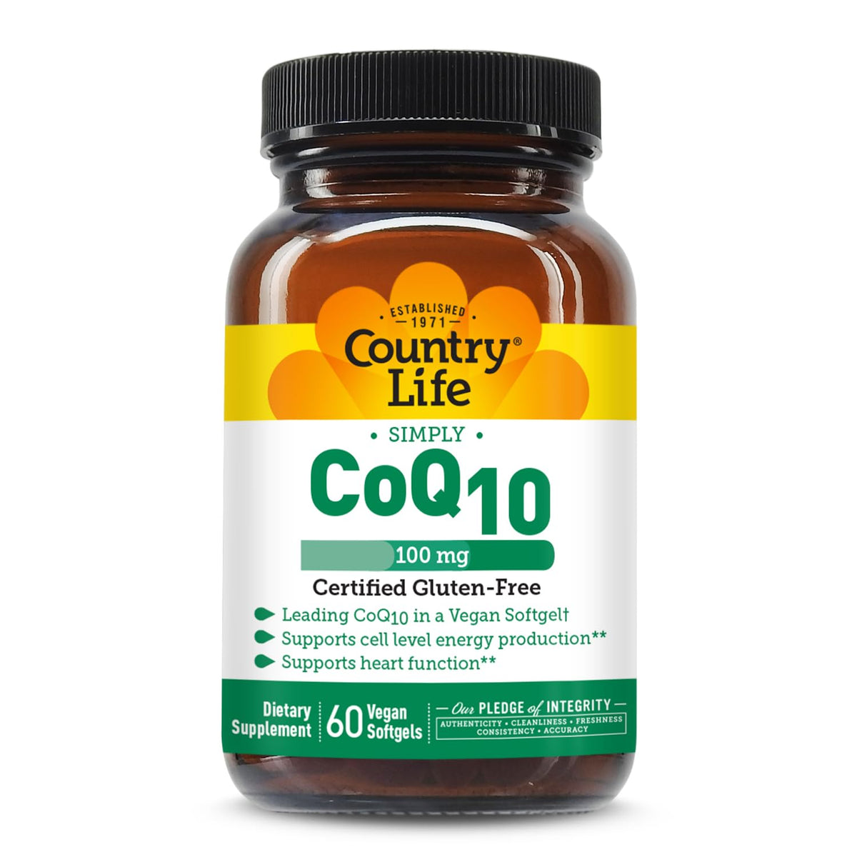 Country Life Simply CoQ10 100 mg gélules végétaliennes, vue de face
