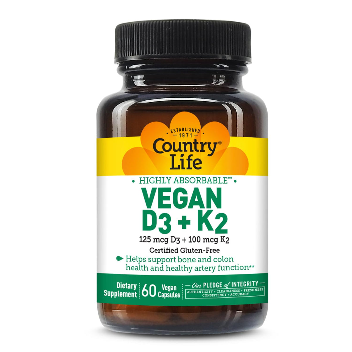 Country Life Vegan D3 + K2 60 capsules avant