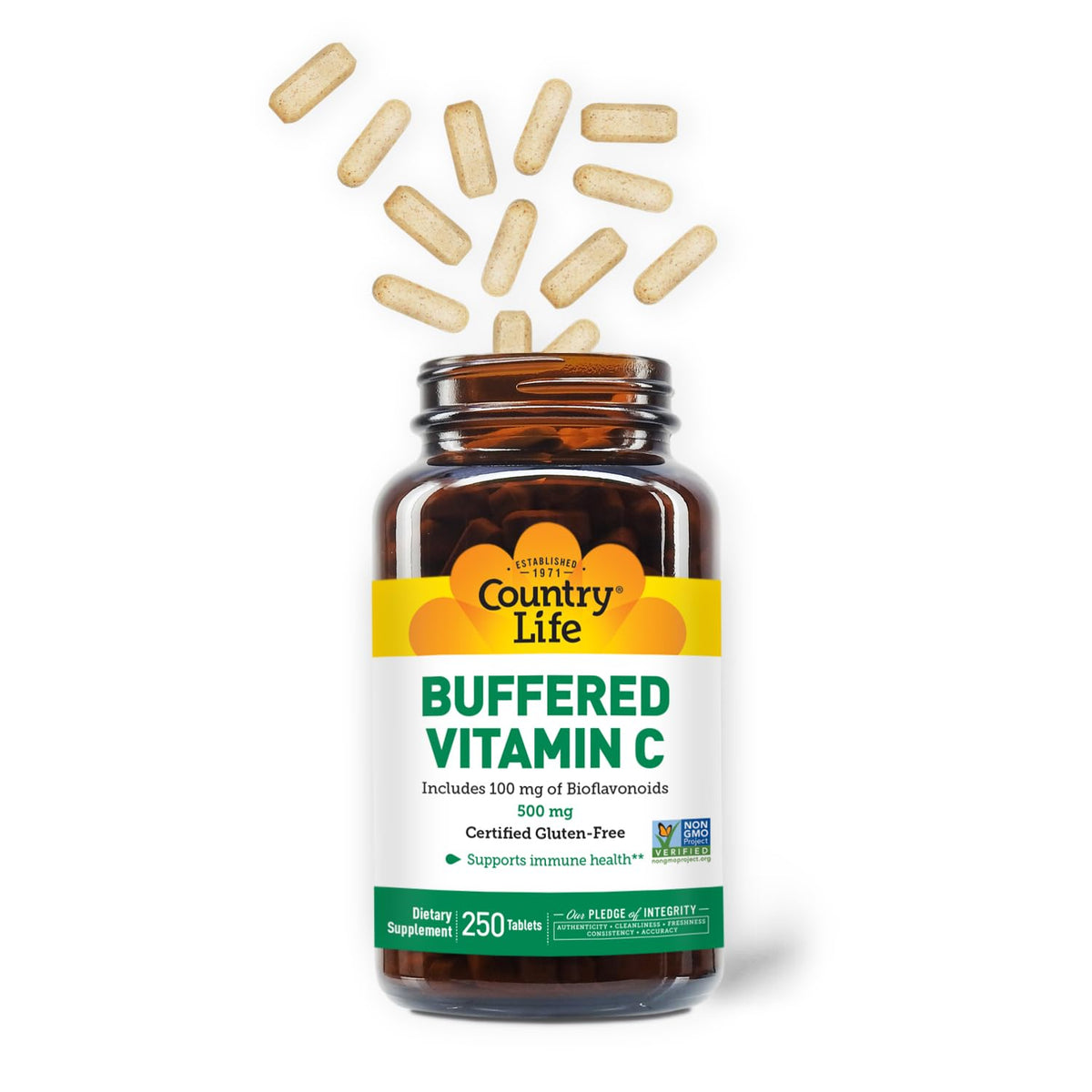 Country Life Vitamine C 500mg comprimés et bouteille