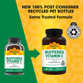 Country Life Vitamine C tamponnée 1000 mg 250 comprimés emballage