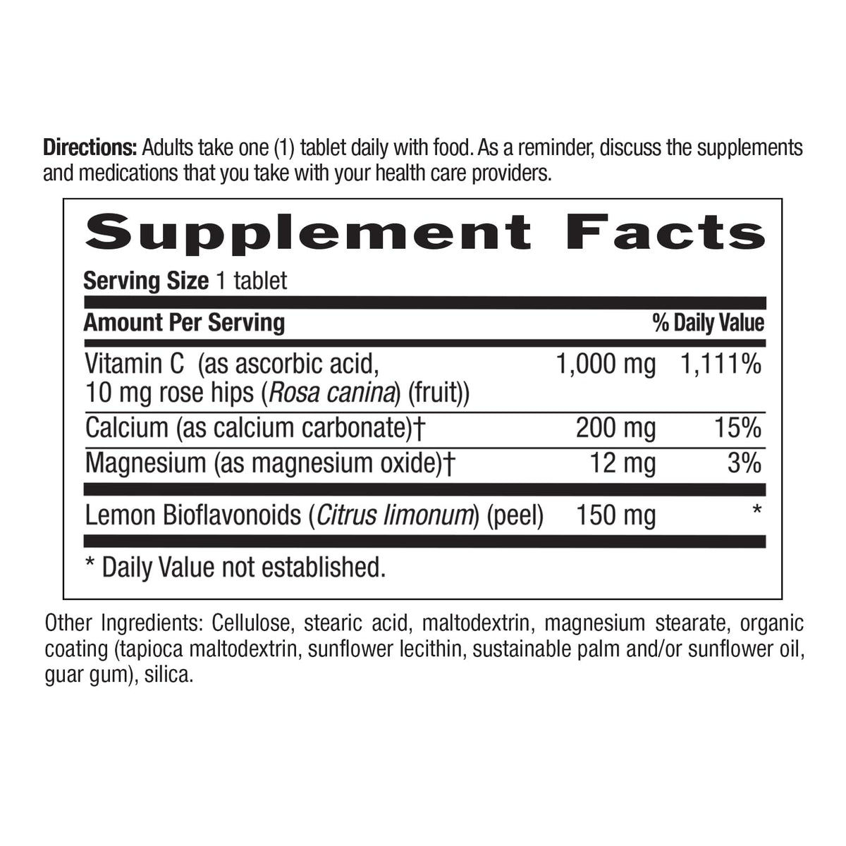Country Life Vitamine C tamponnée 250 comprimés avec ingrédients