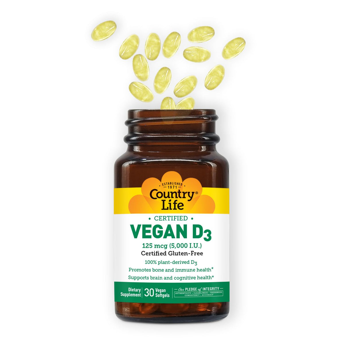 Country Life Vitamine D3 5000 IU Vegan avec d'autres compléments alimentaires
