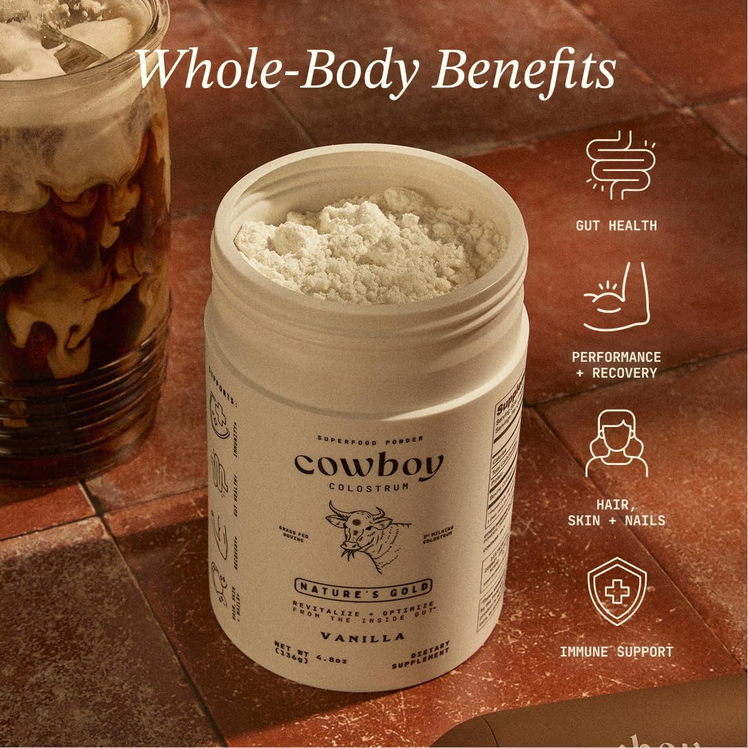 COWBOY COLOSTRUM colostrum bovin en poudre dans un verre