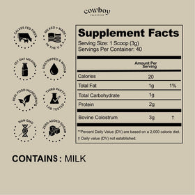 COWBOY COLOSTRUM poudre de colostrum bovin 181g vue arrière