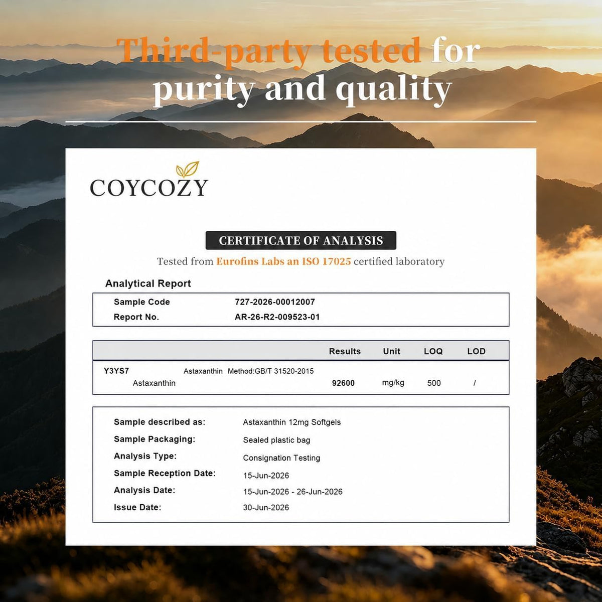 coycozy Astaxanthin 12mg 90 capsules vue arrière