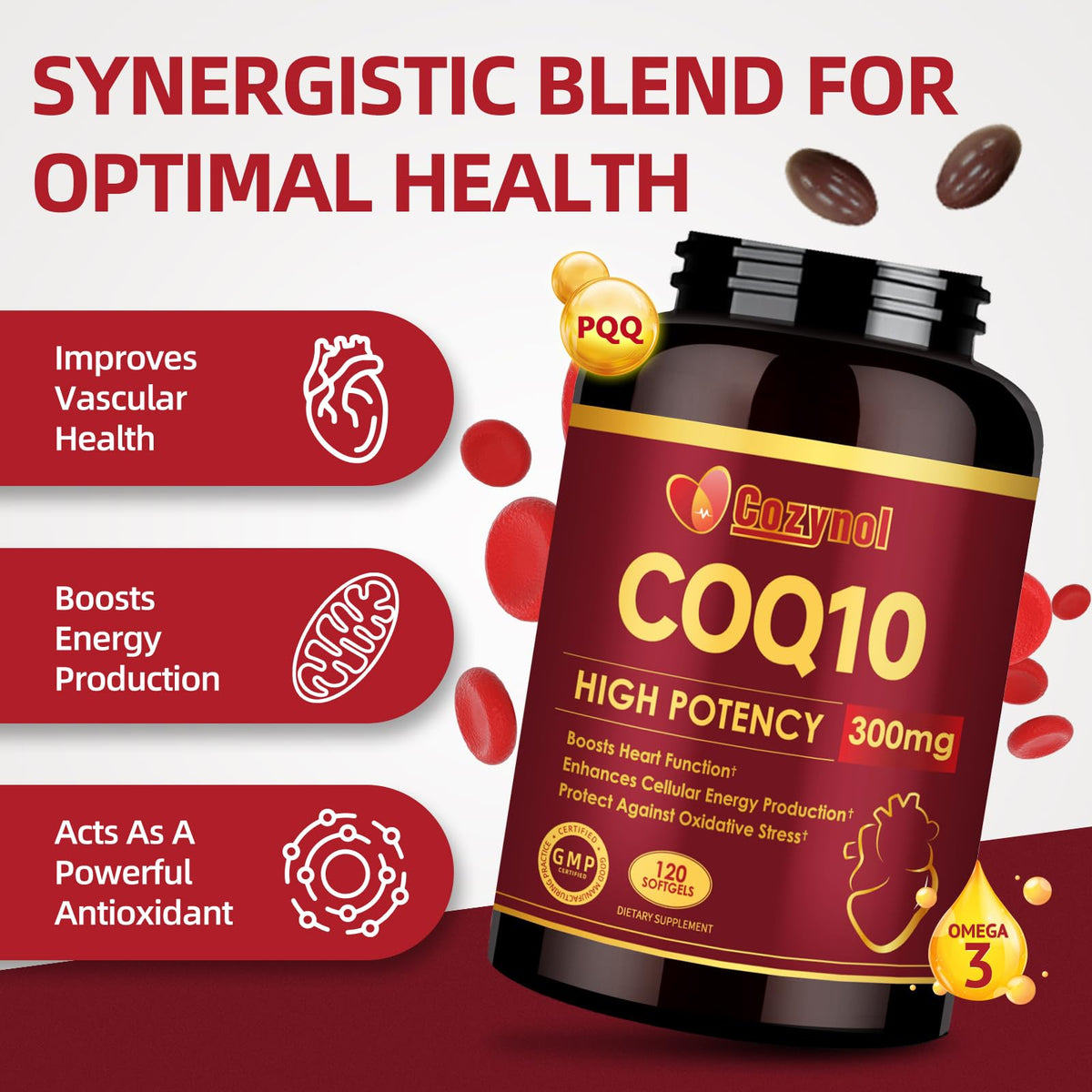 Cozynol CoQ10 300mg gélules softgels détail de la gélule