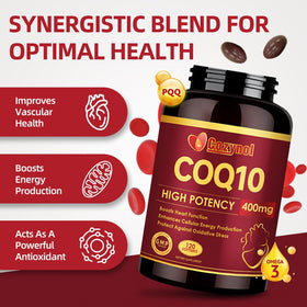 Cozynol CoQ10 Softgels, bouteille ouverte avec gélules visibles