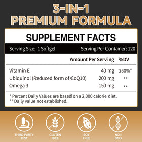 Cozynol Ubiquinol CoQ10 200mg gélules arrière avec ingrédients