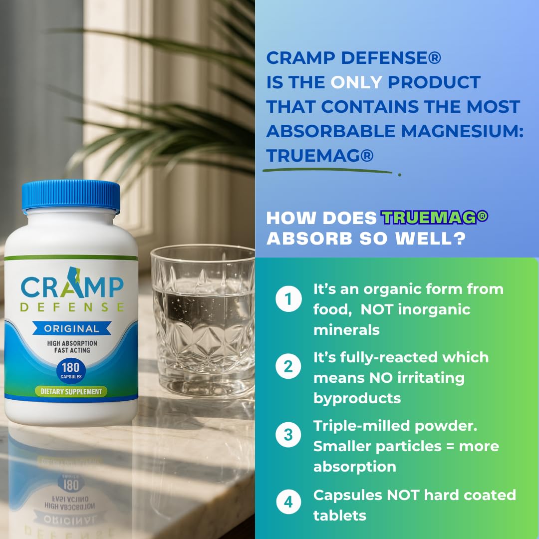 Cramp Defense Complément Alimentaire Magnésium 181g Capsules avec étiquette
