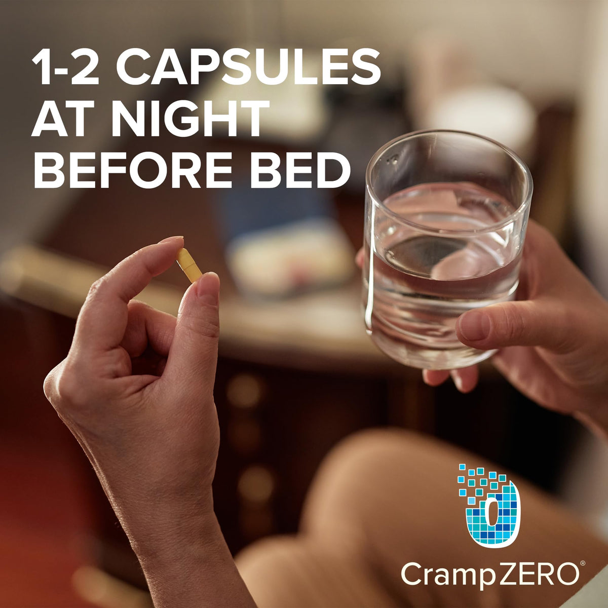 CrampZero Potassium Magnésium 60 Capsules avec un verre d'eau