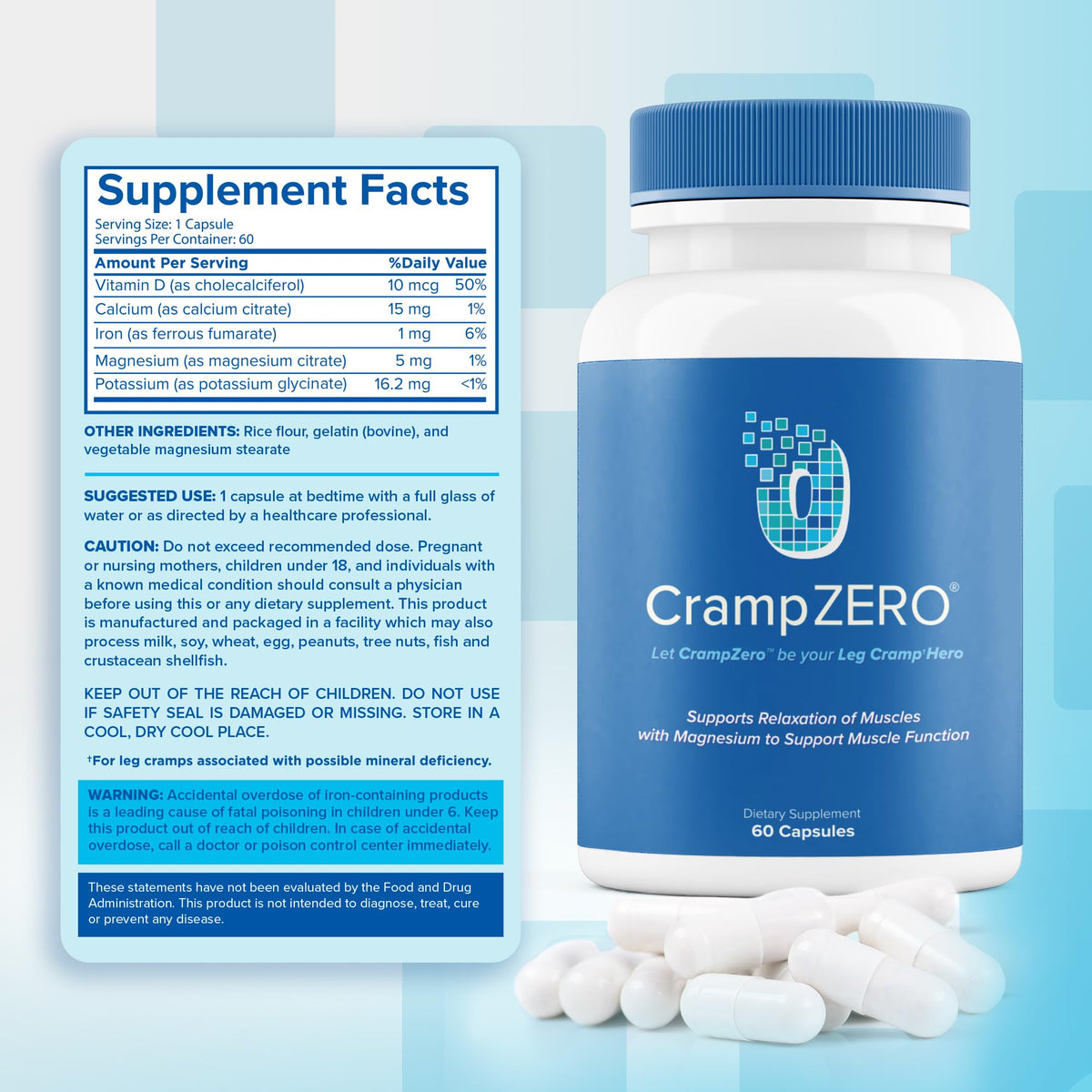 CrampZero Potassium Magnésium 60 Capsules côté