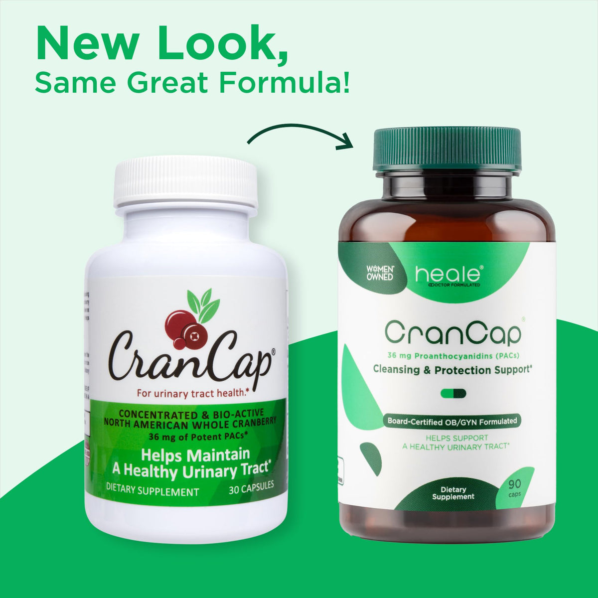 CranCap Complément Alimentaire Cranberry 36mg PACs - vue de côté du flacon