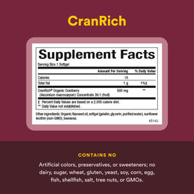 CranRich Natural Factors 90 capsules sur une table