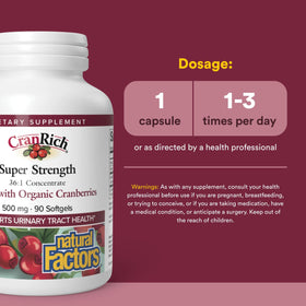 CranRich Natural Factors capsule ouverte montrant le contenu