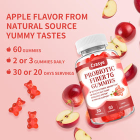 Crasye Gummies de Fibres Prébiotiques 222g, étiquette détaillée
