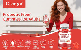 Crasye Gummies de Fibres Prébiotiques 222g, sur une assiette