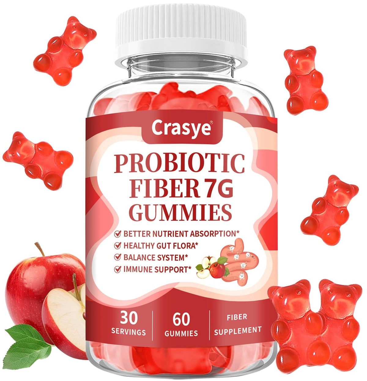 Crasye Gummies de Fibres Prébiotiques 222g, vue de face