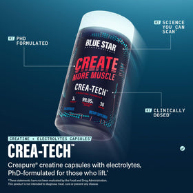 Crea-Tech avec créatine Creapure et électrolytes, vue de côté