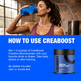 CreaBOOST Poudre de Créatine Monohydrate 399g dans une cuisine