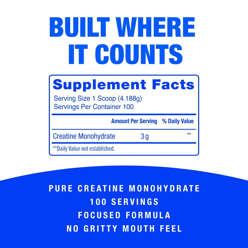 CreaBOOST Poudre de Créatine Monohydrate 531g sur un plan de travail