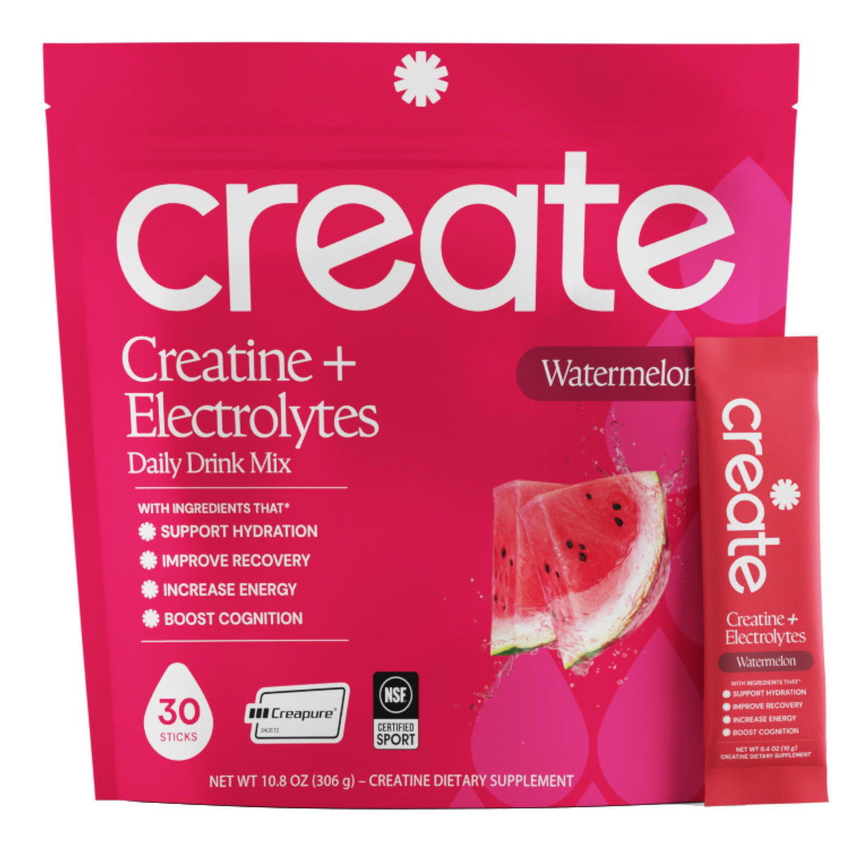 Create Creatine Électrolytes 5g pack de pastèque vue avant