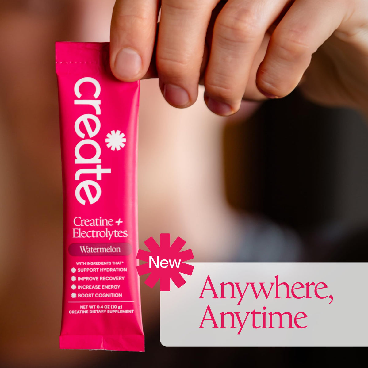Create Creatine Électrolytes 5g sachet ouvert avec poudre