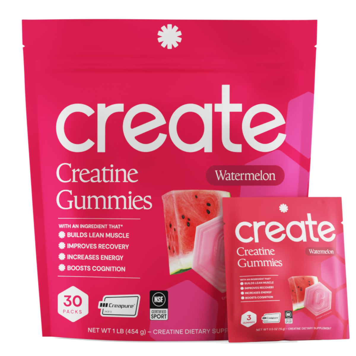 Create Gummies Créatine 30 sachets saveur pastèque vue de face